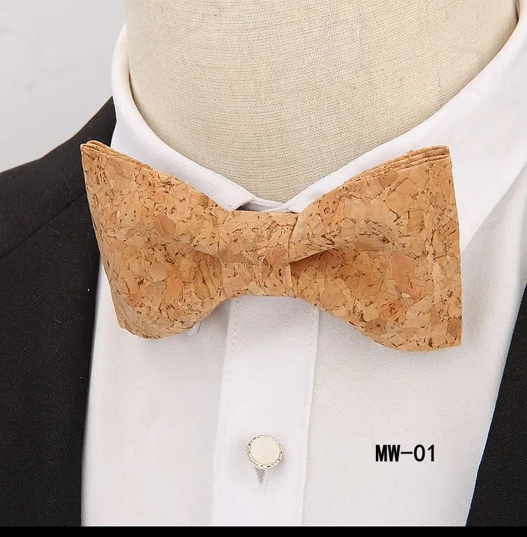 Пробковый деревянный галстук-бабочка галстук Новая Европейская и американская мода Мужская рубашка костюм Модные Повседневные Вечерние деловые личности - Цвет: 01