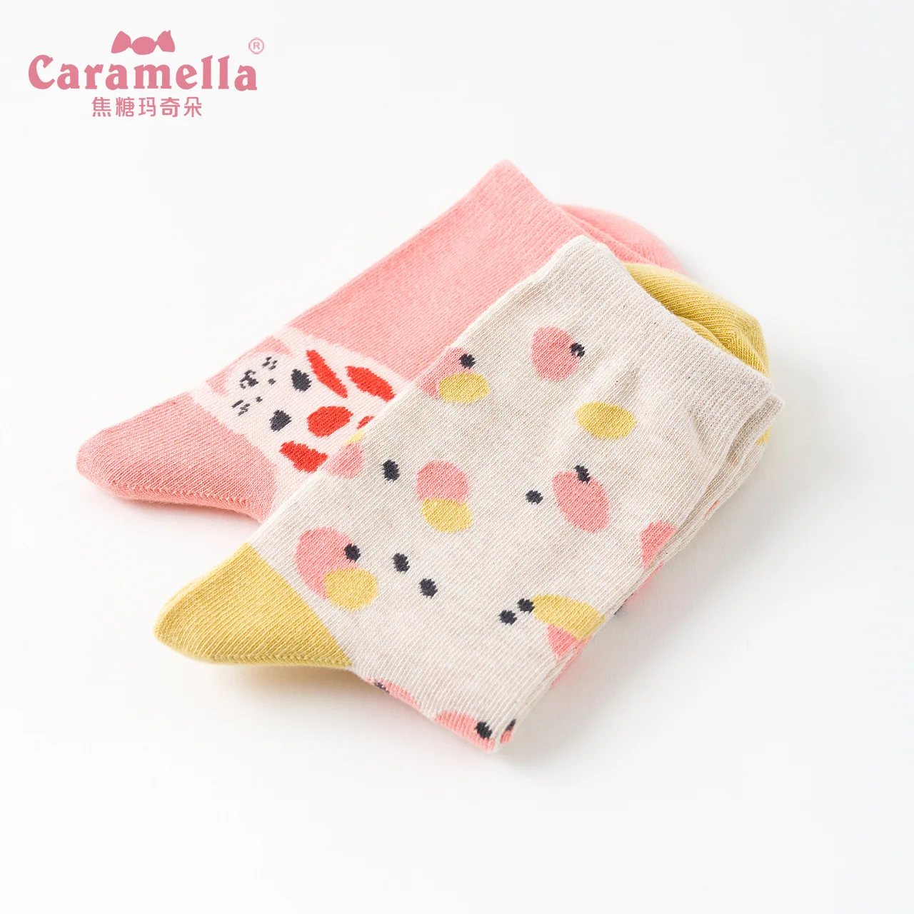 Caramellano Cat 2 пары носков Осень-зима милые носки с котом хлопковые розовые женские