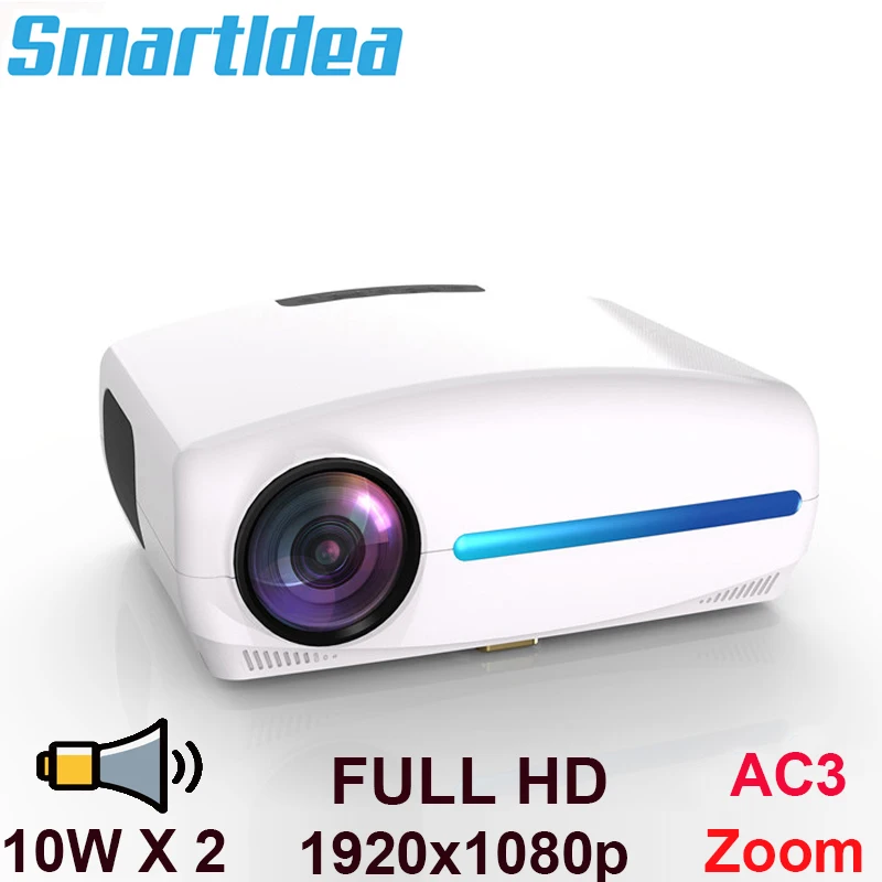 Smartldea 1080P 4K Full HD проектор, Android 9,0 опционально, разрешение 1920x1080P 6500 люмен, светодиодный проектор для домашнего кинотеатра, 3D проектор