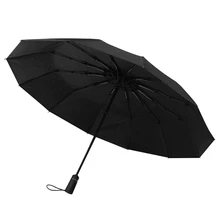 Полностью автоматический двойной виниловый складной зонтик, водонепроницаемый мужской женский двойной мини-зонт с держателем