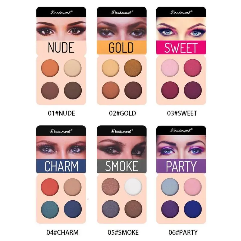 4 Color Wine Red Eyeshadow Palette Pressed Glitter Shimmer Matte Eye Shadow MakeUp Long-Lasting Pigmented Eyeshadow Beauty