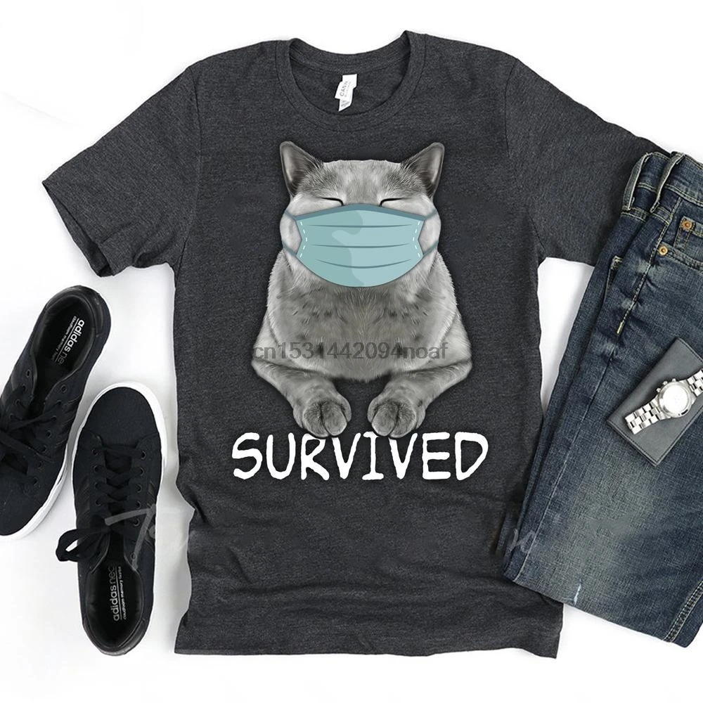 Cat Survived T Shirt masked cat Tee Shirt|T-Shirts| - AliExpress