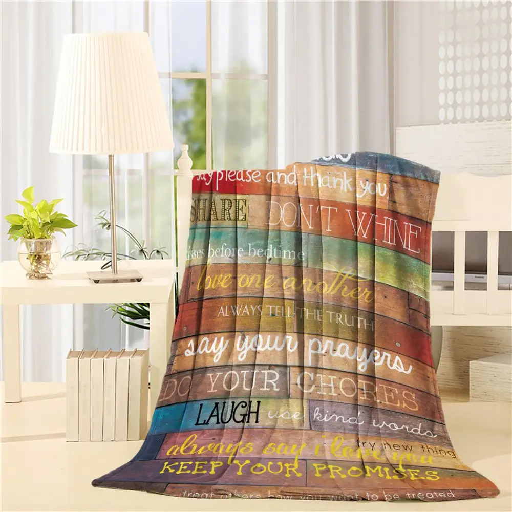 

Family Rules Throw Blanket Super Soft Flannel Blanket Machine Washable Bedspreads Warm Sheets for Kids