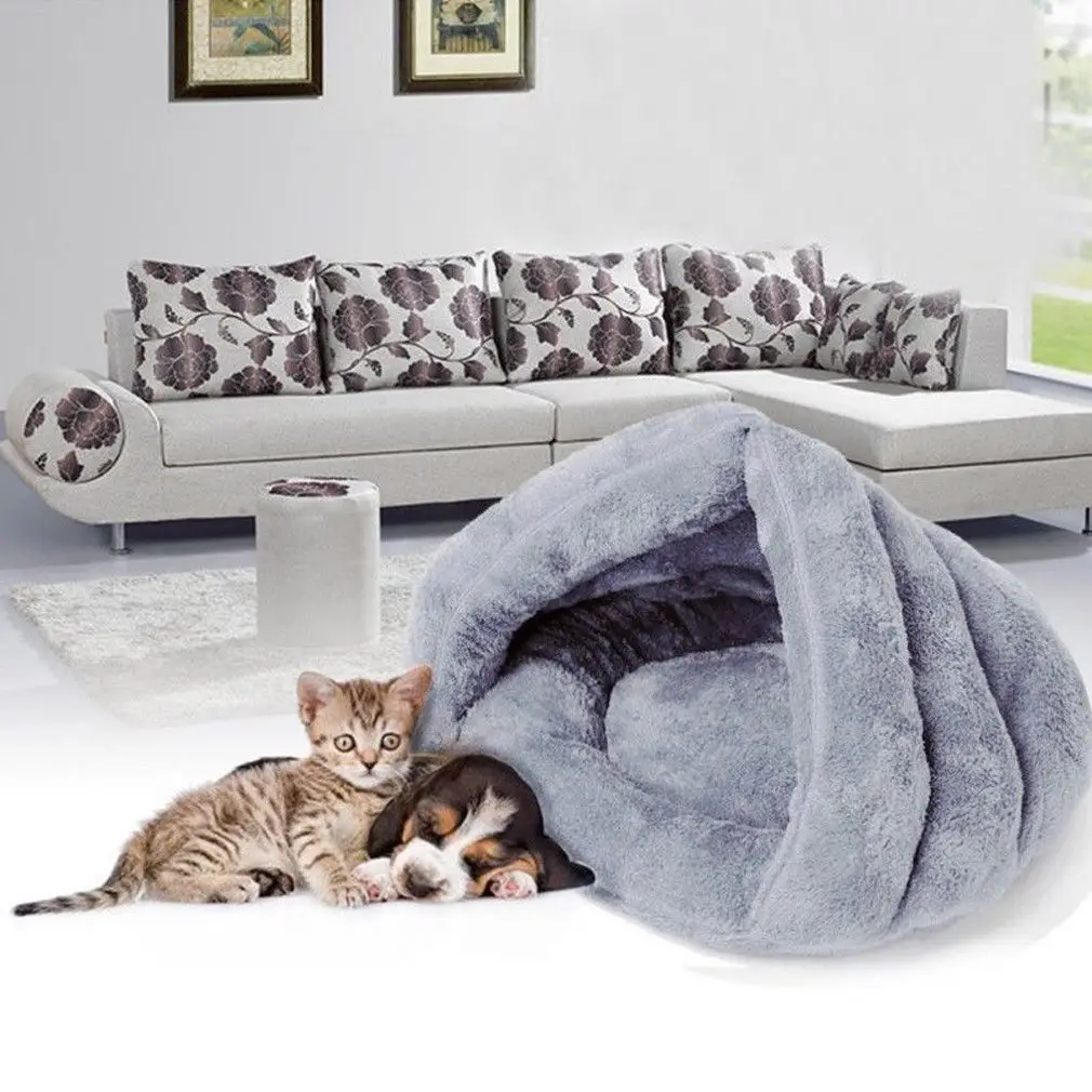 New pet dog cat cave igloo bed basket house kitten soft cozy indoor cushion kennel hot