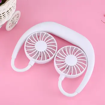 

Summer Hands-free USB Charging Sport Dual Fan Hanging Neck Fan Portable 3 Speeds Fan Student Desktop Lazy Fan