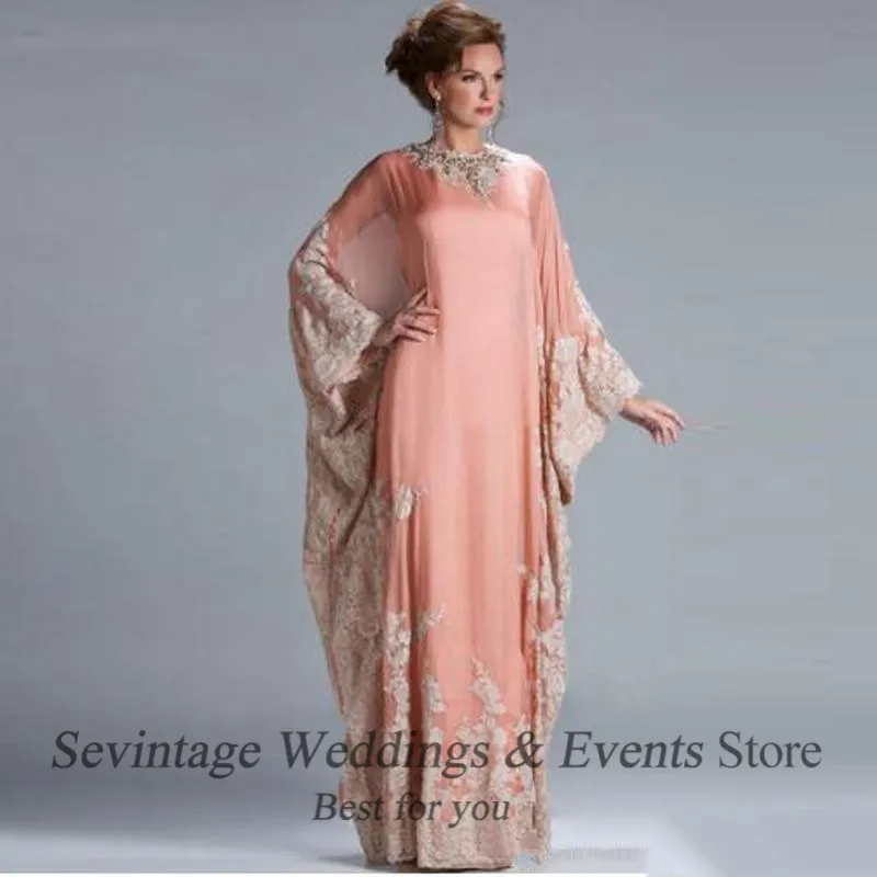 Sevintage Арабский Кафтан Вечернее платье с кружевной аппликацией платья Elegants Дубай o-образным вырезом шифон с длинным рукавом Выпускные платья robe de soiree