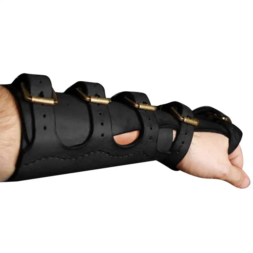 Black/Brown Hand Brace Leather Carpal Tunnel Wrist Brace Steampunk Gloves Renaissance Costume Assecories For Man