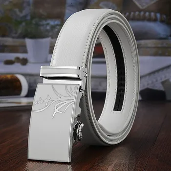 

2018 new shelves , fashion simple white metal men's belts , High quality men automatic buckle plus long men's belt 150 160