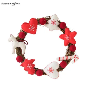 

Wicker Garland Christmas Decoration Wool Felt Ball Rattan Ring Shop New Year Gift Shop Window Mori Series Christmas Eve