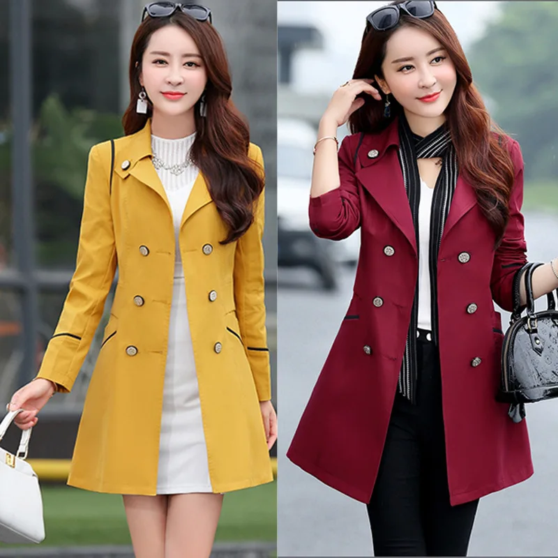

Women Long Sleeve Windbreaker Slim Fit Trench Coat Thin Jackets Outwear