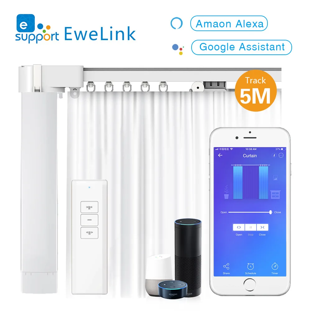 Ewelink WiFi умный занавес мотор электрический занавес трек набор моторизованные жалюзи совместимы с Alexa Google умный дом - Цвет: A set
