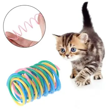 

10pcs Color Random Cat Toys Interactive Pet Cat Toy Springs Pet Toy Color Plastic Spring Kitten Toy Pets Acessorios