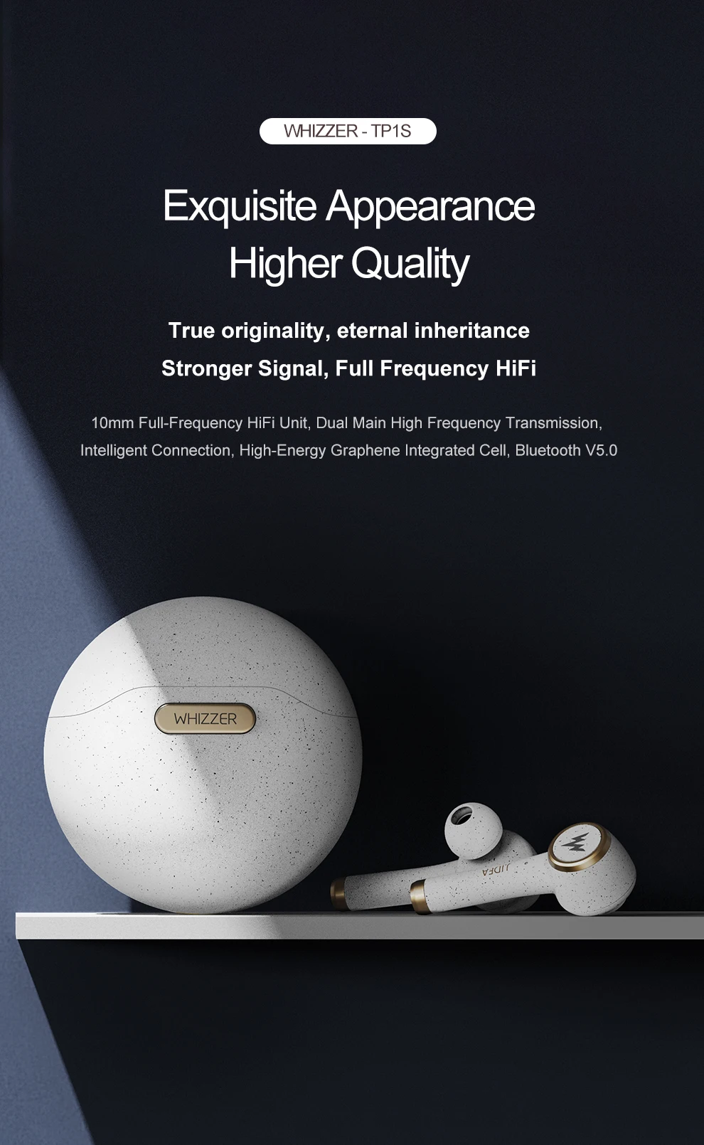 WHIZZER TP1S tws True wireless sport earphone Bluetooth 5.0 Mini in Ear Stereo Headset  earphones Earbuds Wireless with mic