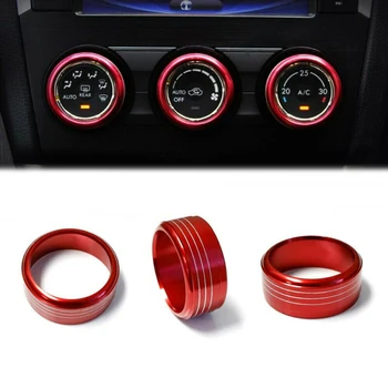 

3pcs AC Ring Knob Set Red Climate Control For Subaru Impreza WRX/STi Interior