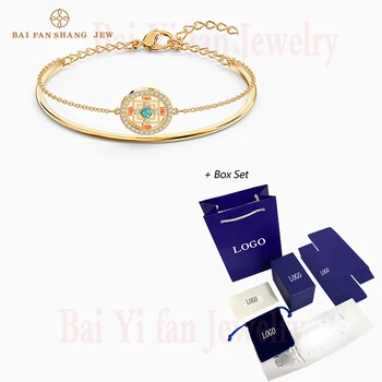 

Fashion SWA New SYMBOLIC MANDALA Bracelet Charming Round Mandala Decoration Crystal Gold Bracelet Women Romance Jewelry Gift