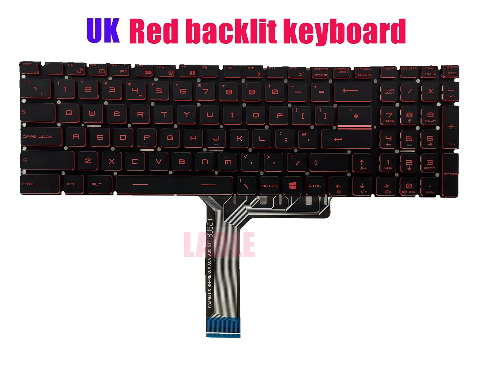 Великобритания красная клавиатура с подсветкой для MSI GL65 9SC(MS-16U4)/GL65 9SD(MS-16U5