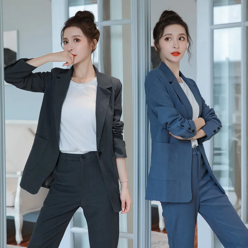 

2019 Autumn Photo Shoot New Style Wrinkle Resistant No Iron Fabric Thick Suit Jacket + Trousers Two-Piece Set-Style Set