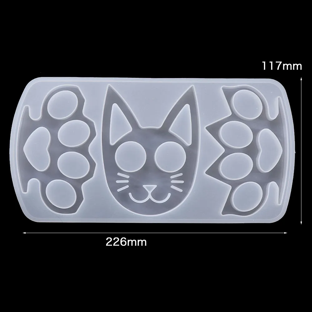 1Pcs Cat Fox Fist Claw Defense Cat Skull Silicone Mould DIY Ring Set Keychain Crystal Epoxy Resin Mold Crafts Casting Tools