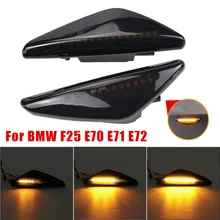 Led indicador lateral dinâmico pisca o pisca-pisca de fluxo do sinal de volta da água para bmw x3 f25 x5 e70 x6 e71 e72 2008-2014