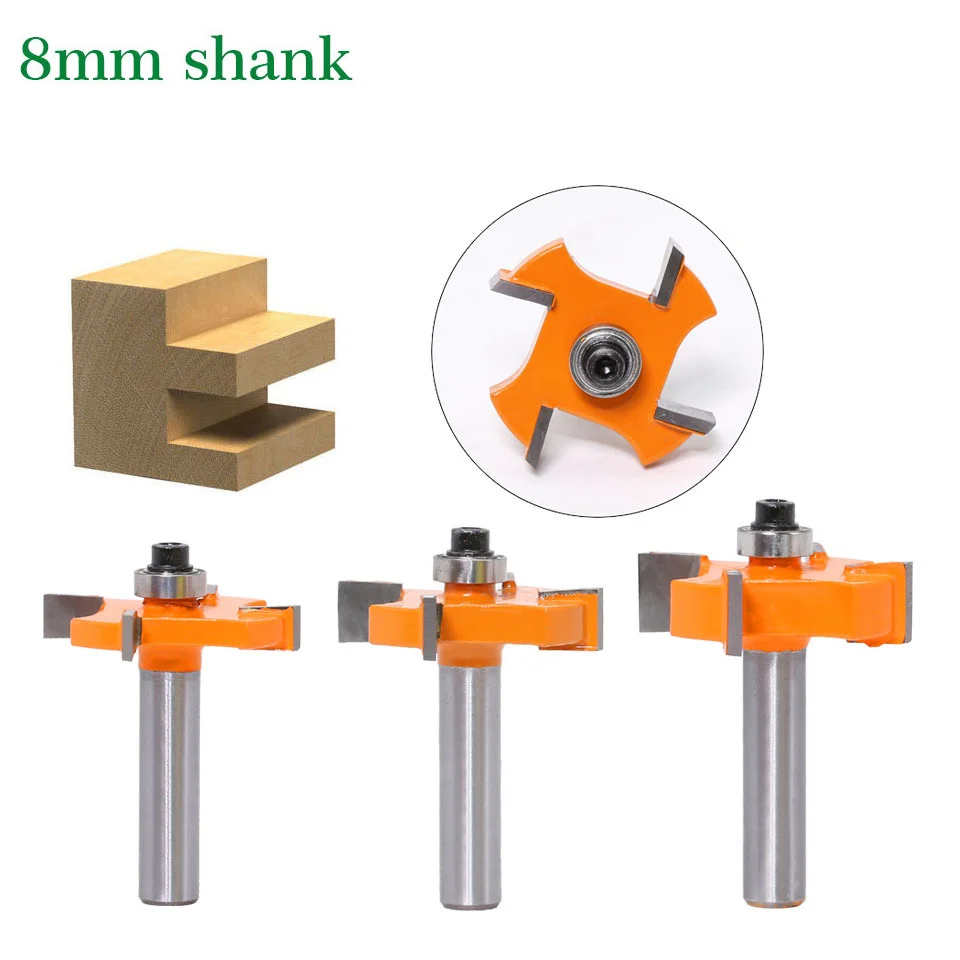 

8mm shank 4 - edged ball T knife Woodworking Tenon Milling Cutter Tool Drilling Milling For Wood Carbide Alloy