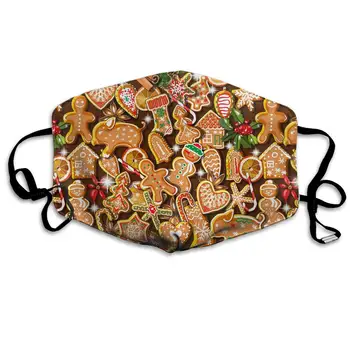 

Cartoon Gingerbread Washable Reusable Mask, Cotton Anti Dust Half Face Mouth Mask For Kids Teens Men Women With Adjustable Ear