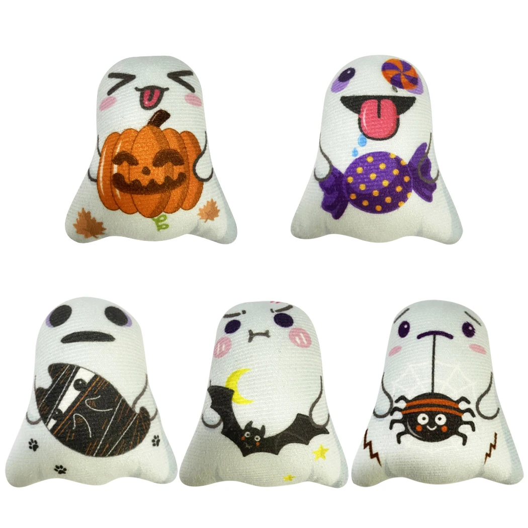 

Legendog 5PCS Cat Catnip Toy Cute Stuffed Ghost Cat Chewing Toy PP Cotton Catnip Kitten Play Toy For Halloween Pet Products