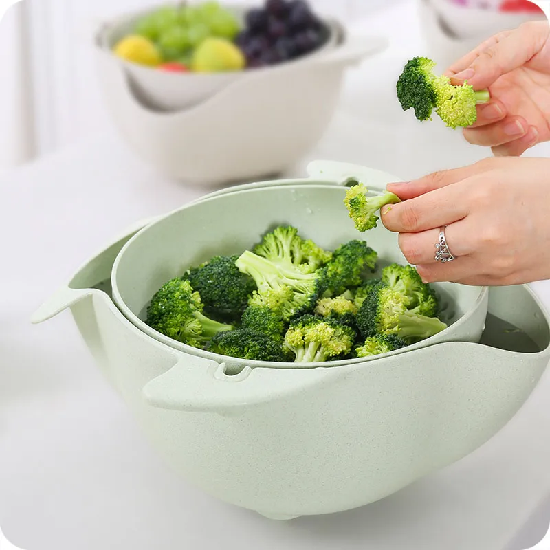 2 in 1 Drain Basin Basket kitchen Colander Mixing Strainer and Bowl Set Colander
