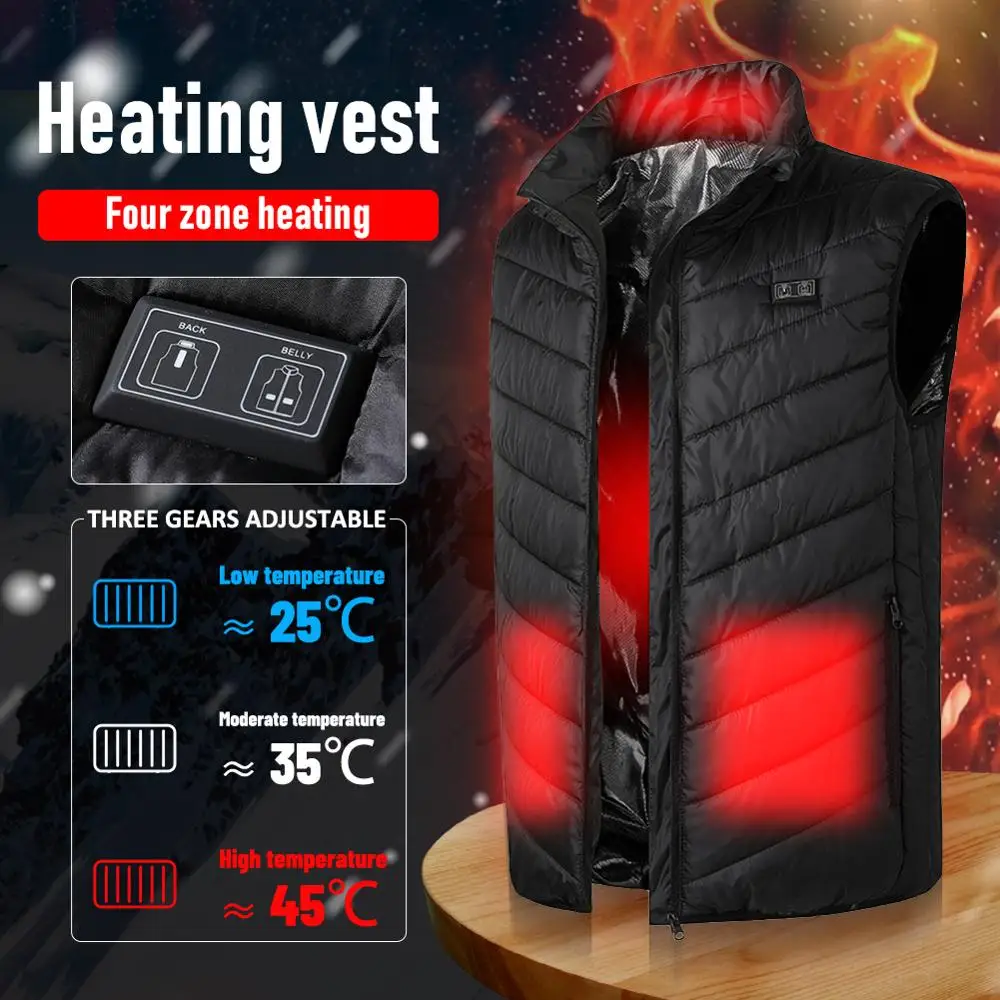 

4-Zone Heating Vest Jacket Usb Charging Thermal Insulation Heating Suit Three-Speed Thermostat Heating