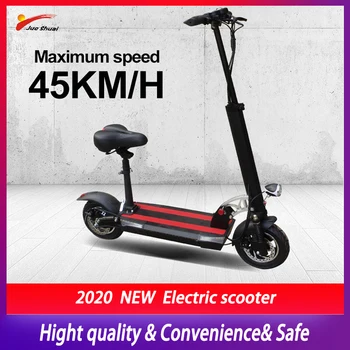 

48V Electric Scooter with seat 10-inch Road Tire E Scooter Adult Powerful New Foldable Electric Bicycle scooter Free Shipping
