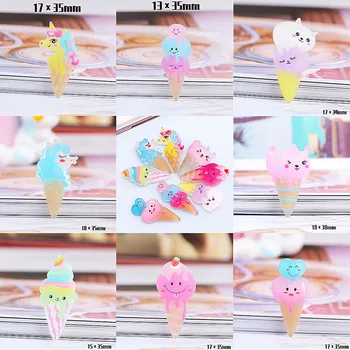 

8PCS mixed simulation love ice cream resin hairpin brooch phone case DIY cute decoration