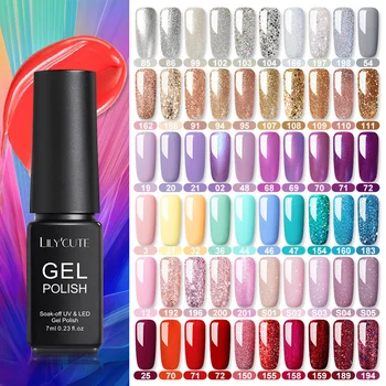 

LILYCUTE 7ml Color Gel Polish Holographics Colorful Silver Glitter Sequins UV Soak Off Long Lasting Gel Polish Nail Art Varnish