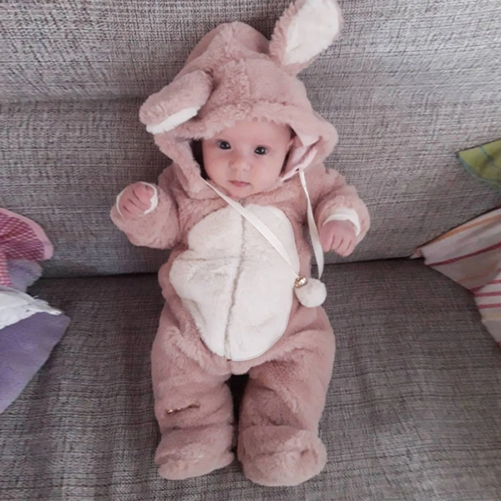 New 0-24M Rabbit romper Newborn Baby Boys Girls Winter Cute Ear Fleece Jumpsuit Romper Warm Outwear Multicolor All-match