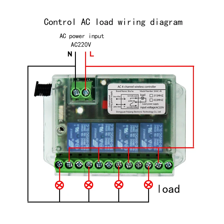 Canal 433mhz Interruptor de Controle Remoto sem Fio Interruptor de Controle Remoto para Ventilador e Luz 12v24v60v220v230v 4ch - Image 2