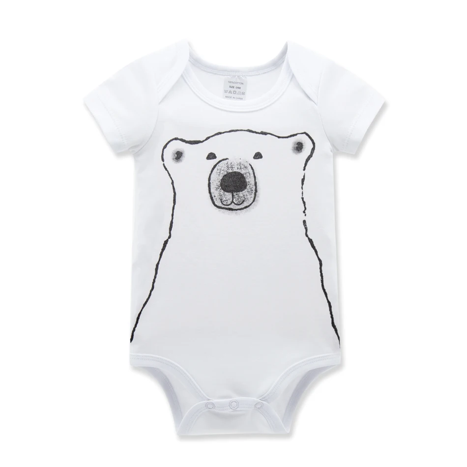 

Honeyzone Baby Bodysuits 100% Cotton Infant Body Short Sleeve Clothing White Jumpsuit Cartoon Printed Baby Boy Girl Bodysuits