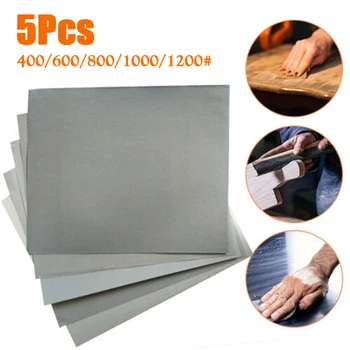 

5 Pieces Set 28x23cm Silicon Carbide Wet Dry Sandpaper 400 600 800 1000 1200 Grit Sand Papers Abrasive Tools