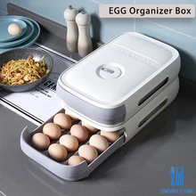 20 Grid Large Capacity Egg Storage Box Egg Drawer Type Refrigerator Organizer Tray Stackable Household Organizer Kitchen Tools