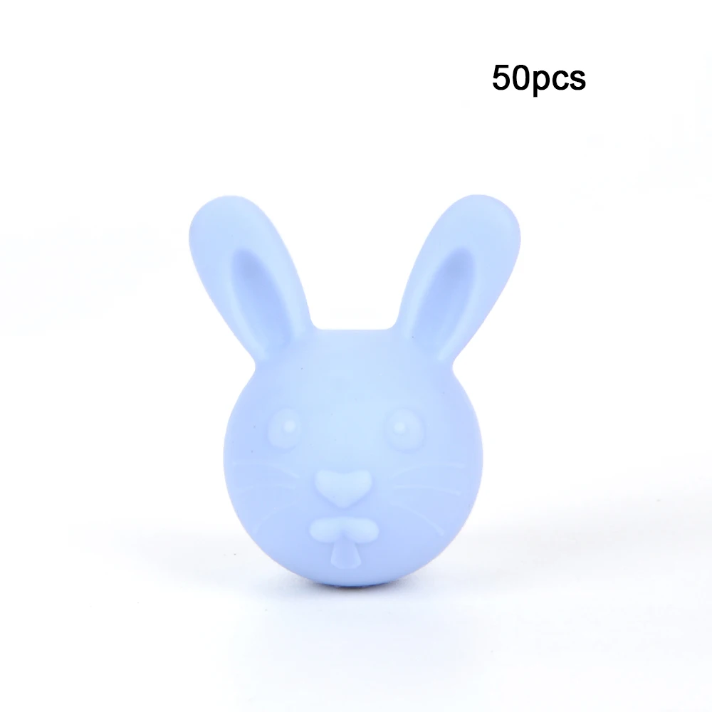 LOFCA 50 шт Кролик силиконовые бусины BPA-Free пищевого силикона Прорезыватели животных кролики бусины для прорезывания зубов ожерелье уход за зубами - Цвет: serenity