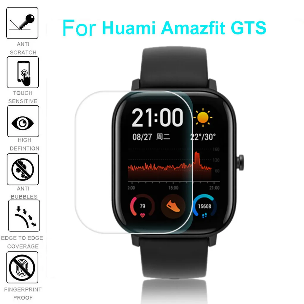 3 шт. в упаковке, 5 шт., защита экрана HD для Huami Amazfit GTS, Смарт-часы, полное покрытие, Прозрачная мягкая защитная пленка для экрана из ПЭТ, 19Sep