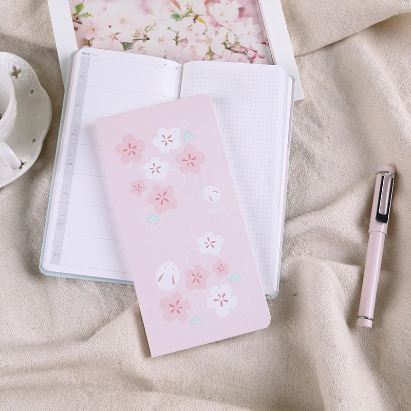 Еженедельник Sakura, прекрасный Цветочный Карманный ежедневник, 91 мм* 185 мм, сделай сам, недатированный месяц, план недели, 88 листов