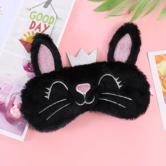Sleeping Eye Mask Unicorn Sleep Night Mask Plush Cute Eye Patch Sort Band Aid Dream Cover For Girl Relax Travel Health Blindfold Rabbit black