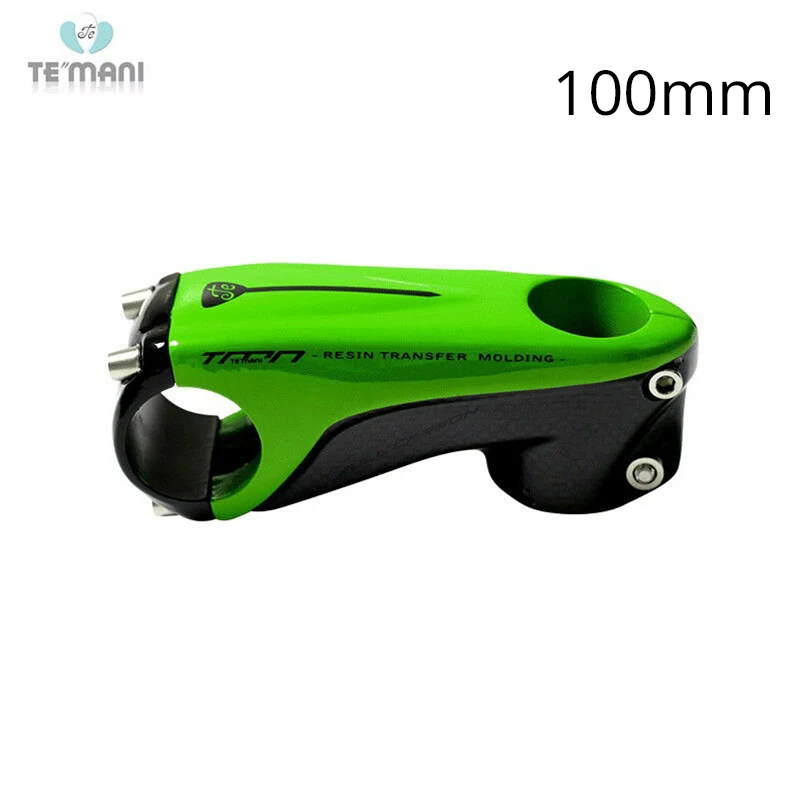 Green 100mm TEMANI велосипедный руль Stems горная дорога велосипедный руль из углепластика волокно 31,8*80/90/100/110 мм легкий вес 1-1/" складной велосипед - Цвет: Green 100mm