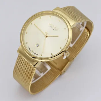 

AUTO DATE THIN 5 COLORS WATCH JAPAN QUARTZ MEN'S HOURS TOP FASHION DRESS BRACELET STAINLESS STEEL BOY BIRTHDAY GIFT 426