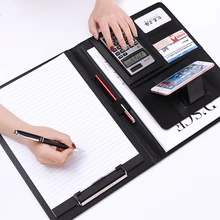 A4  PU leather multifunctional Portfolio office business manager padfolio  briefcase bag document file holder