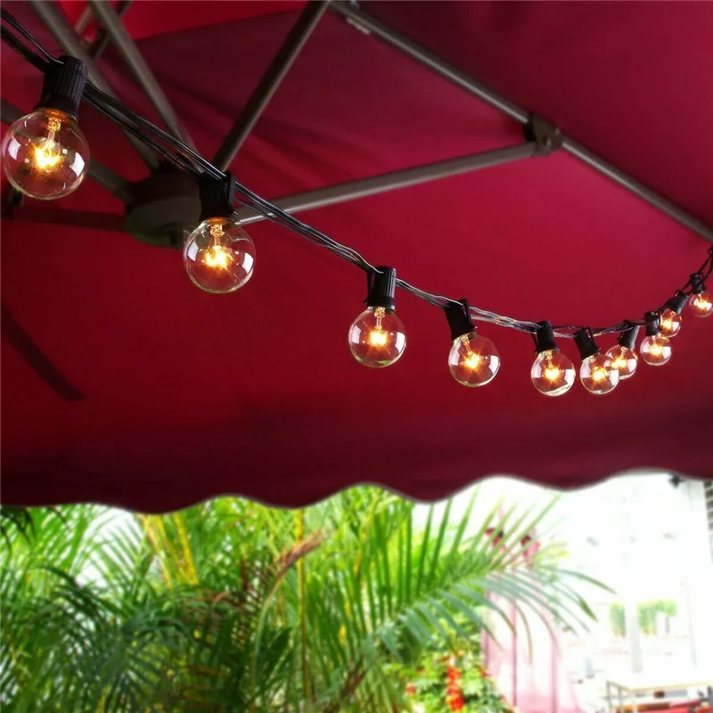 25Ft G40 Глобус лампы струнные огни 25 мяч для очищения винтажные лампы Крытый/Открытый Висячий зонтик патио садовая гирлянда Освещение ЕС/США