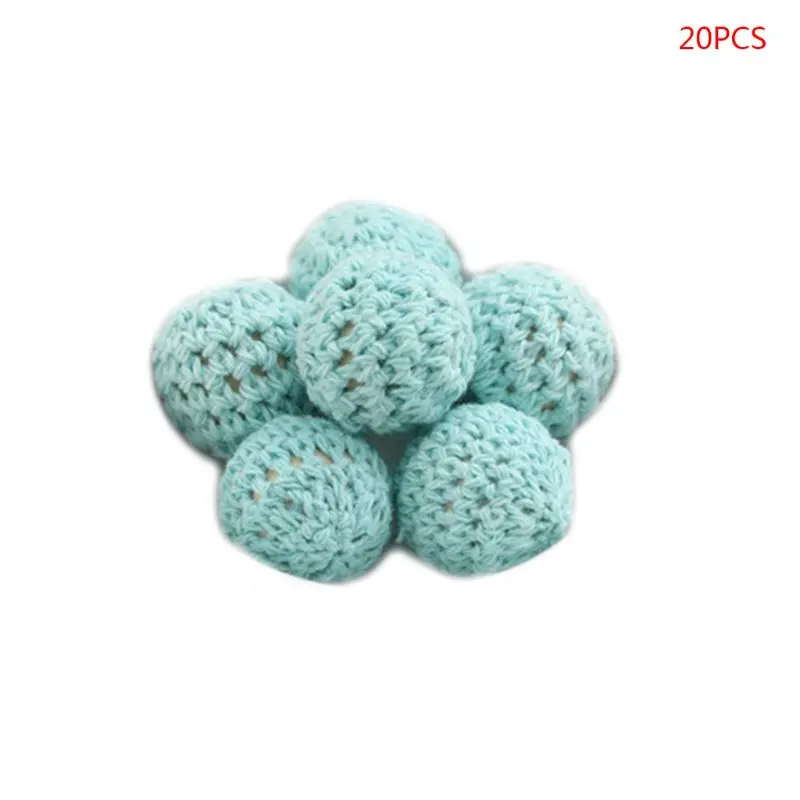 

20Pcs 16mm Chunky Round Crochet Wooden Beads Baby Teether Nursing Making Crafts R2JF