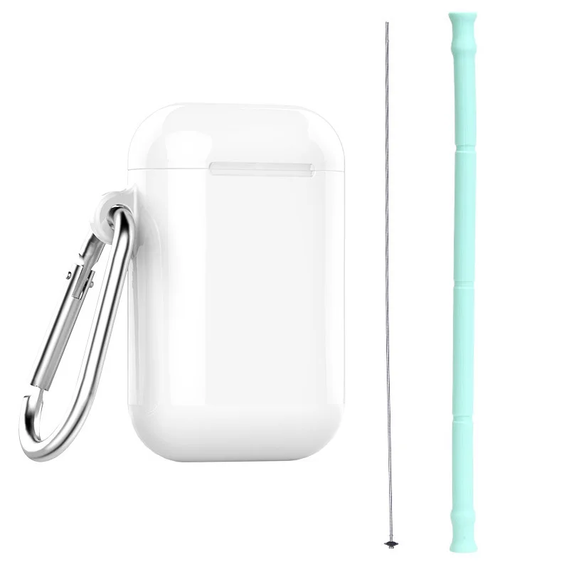 

Reusable Silicone Collapsible Straw Foldable Drinking Straw with Case Clean Brush Food Grade Silicone Folding Straw Eco Friendly