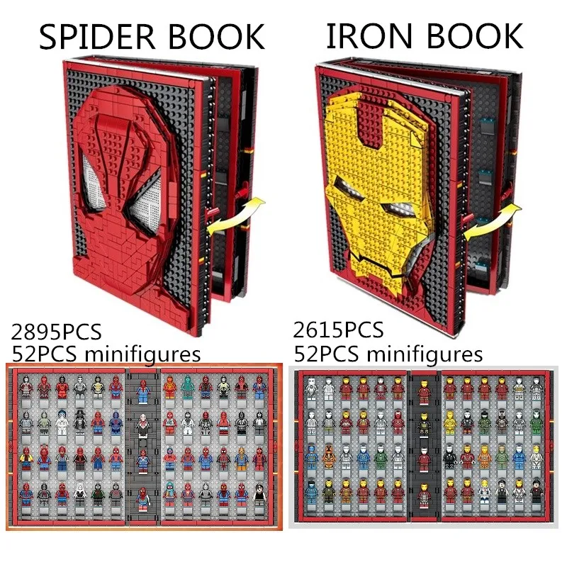 

SY1361/SY1461 Super Heroes spider/ Iron Man Memorial Manual Books sets building block Kid toys edcation model baby toys