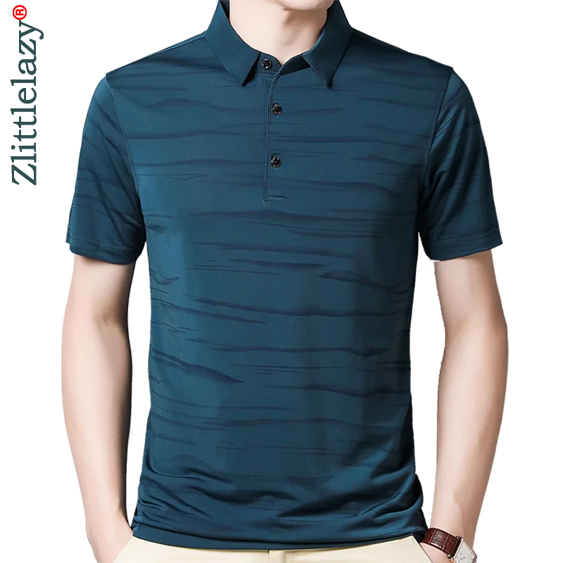 2022 New Short Sleeve Polo Tee Shirt Men Casual Summer Striped Men's