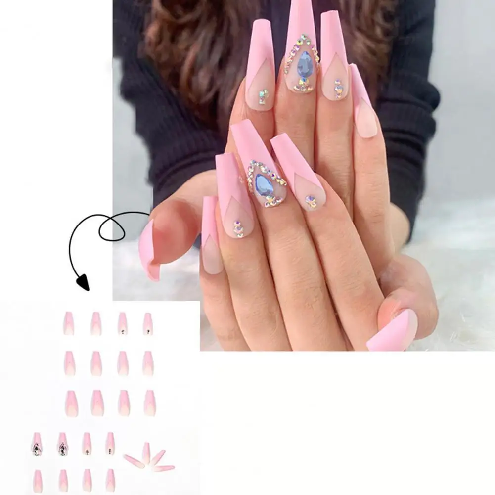 24 Pcs/set False Nail Tips Coffin Extension Forms Nail Tips French