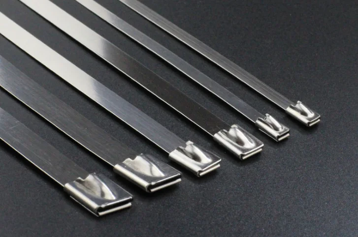 100Set 100 개/대 304 스테인레스 스틸 케이블 타이 4.6mm 헤비 듀티 자동 잠금 케이블 지퍼 타이 금속 배기 랩 잠금 넥타이